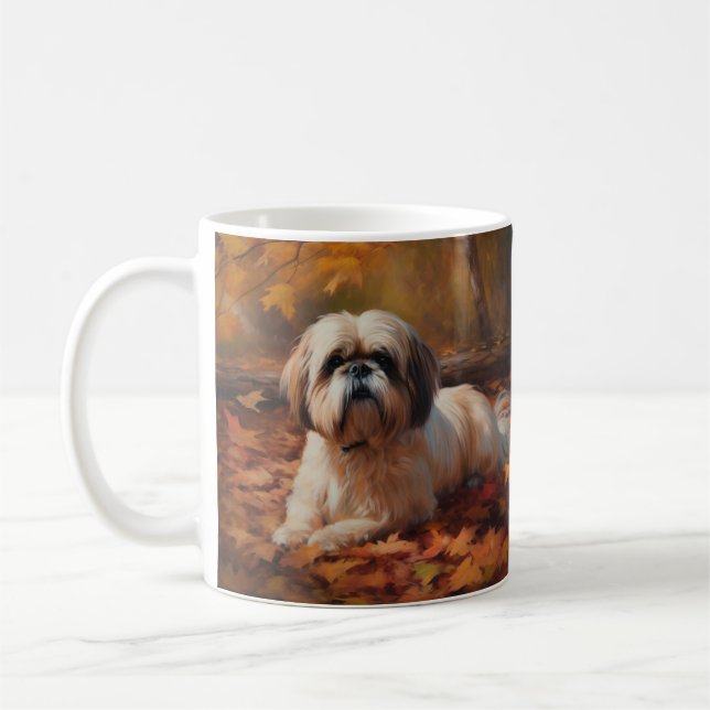 Caneca De Café Shih Tzu no outono deixa cair inspiração (Esquerda)