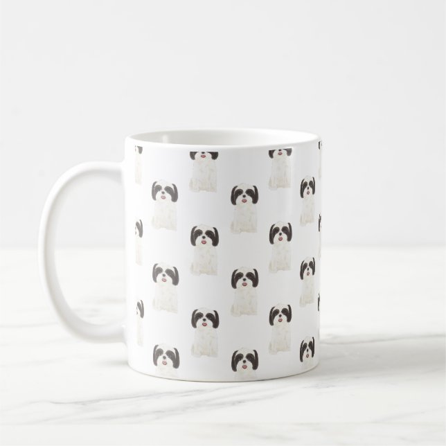 Caneca De Café Shih Tzu (preto e branco) (Esquerda)