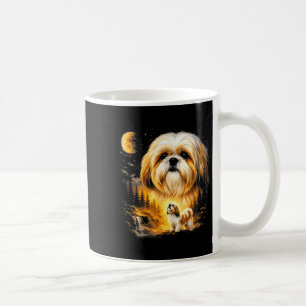Caneca De Café Shih tzu uivando para a lua vintage 90s cachorro e