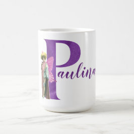 Caneca De Café Shimmer Roxo - Letra P ilustrada
