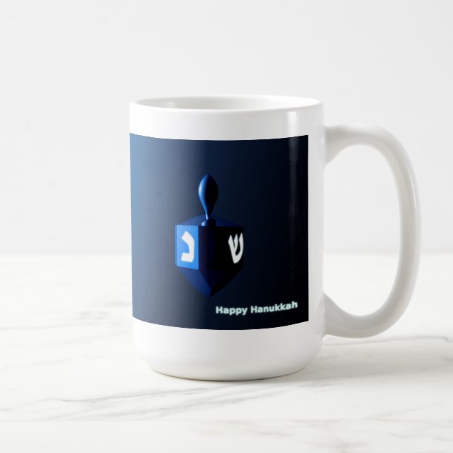 Caneca De Café Shiny Blue Dreidel (Direita)