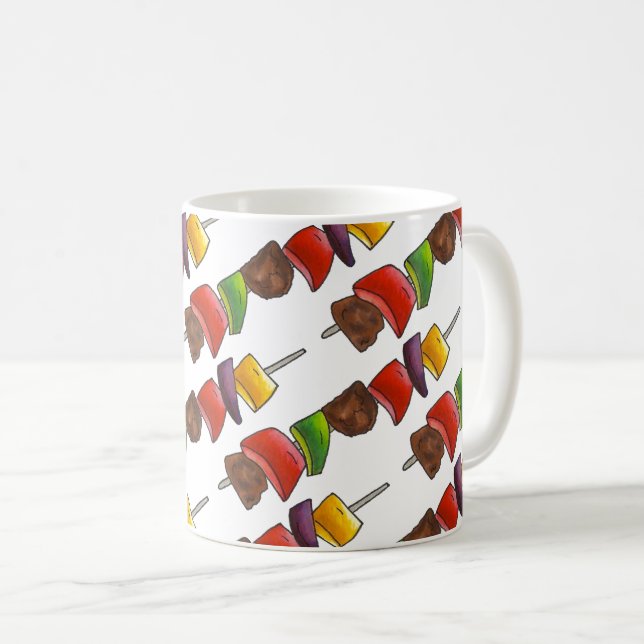Caneca De Café Shish Kebab Summer Vegetable Skewer Comida Grielin (Frente Esquerda)