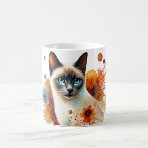 Caneca De Café Siamese Cat Blue Point Watercolor