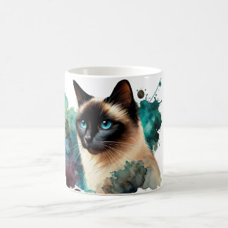 Caneca De Café Siamese Cat Watercolor