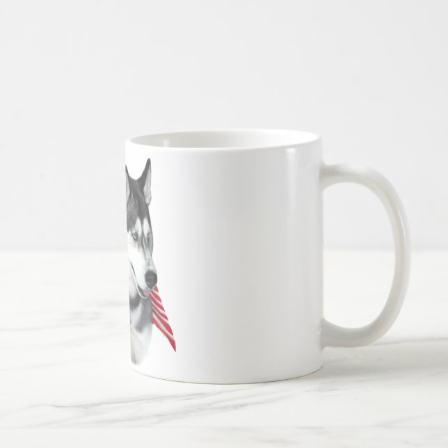 Caneca De Café Siberian Husky Flag (Direita)