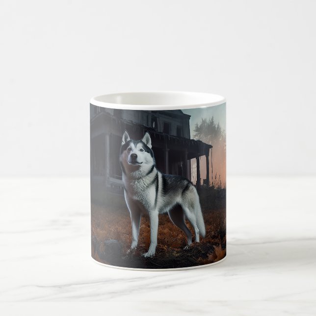 Caneca De Café Siberian Husky Halloween Scary (Centro)