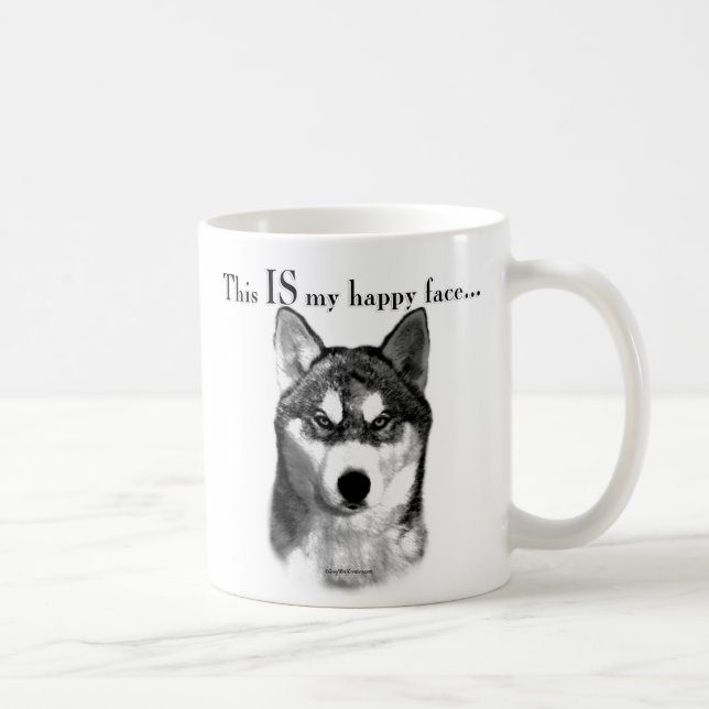 Caneca De Café Siberian Husky Happy Face (Direita)