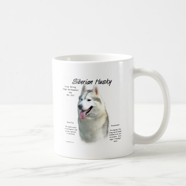 Caneca De Café Siberian Husky History Design (Direita)