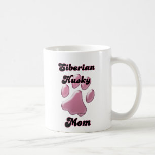 Caneca De Café Siberian Husky Mãe Pawprint Rosa