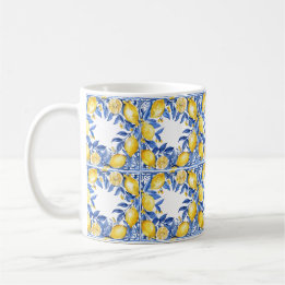 Caneca De Café Sicilian Lemon Tiles Pattern Mediterranean Dolce