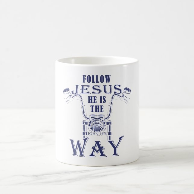 Caneca De Café Siga Jesus Ele é o caminho cristão da moto (Centro)