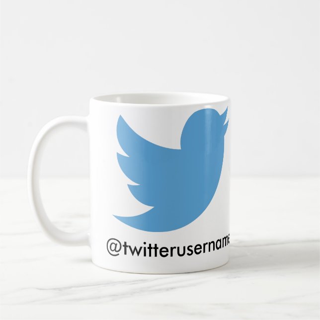 Caneca De Café Siga-me no Twitter (o username customizável) (Esquerda)