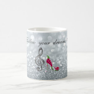 Caneca De Café Siga seus sonhos, Glittery, Heels, Violine Key
