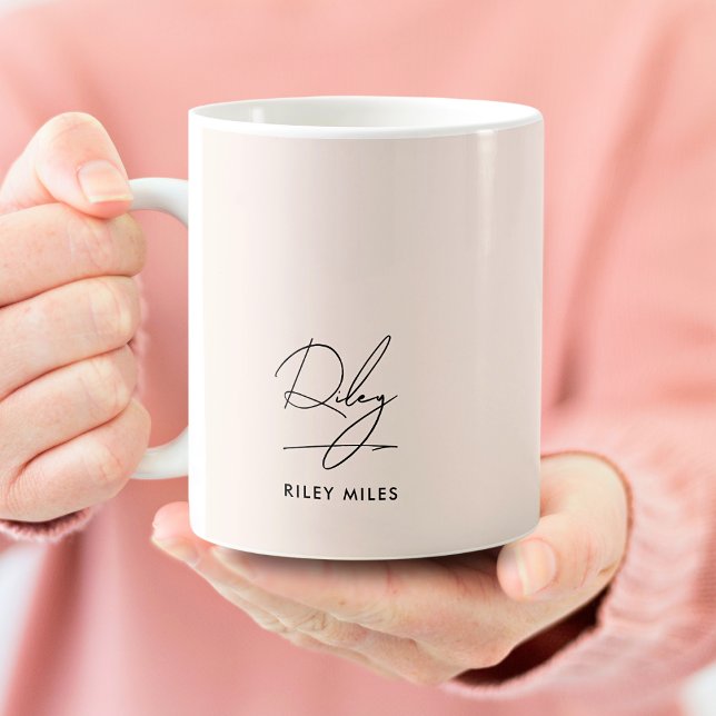 Caneca De Café Signature Monograma Moderno Elegante Clássico (Criador carregado)