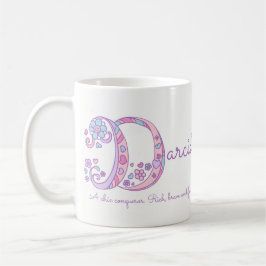 Caneca De Café Significado do nome Darcie coração flor D monogram