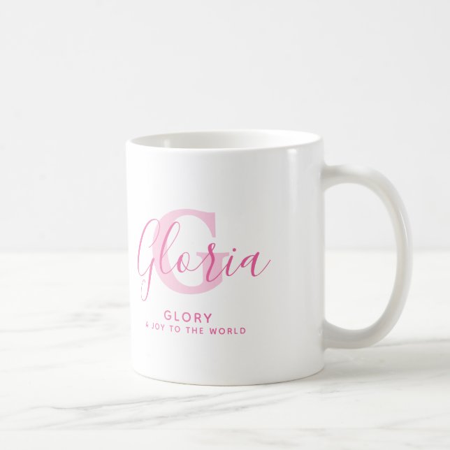 Caneca De Café significado do nome Gloria e monograma em texto ro (Direita)