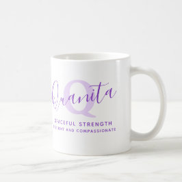 Caneca De Café Significado do nome Quanita monograma Z roxo