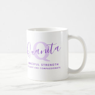 Caneca De Café Significado do nome Quanita monograma Z roxo