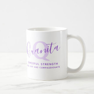 Caneca De Café Significado do nome Quanita monograma Z roxo