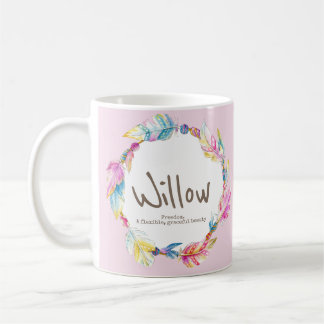 Caneca De Café Significado do nome Willow pena contas aquarela ro