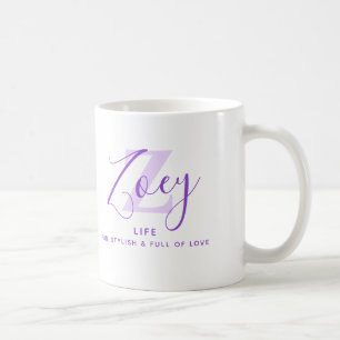 Caneca De Café Significado do nome Zoey monograma Z roxo