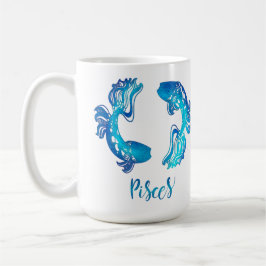 Caneca De Café signo do zodíaco Peixes peixe brilhante azul brilh