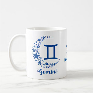 Caneca De Café Signo Zodiacal Gêmeos Astrologia Aniversário Azul 