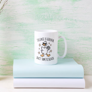 Caneca De Café Silêncio É Ouro, Fita Duta É Prateada