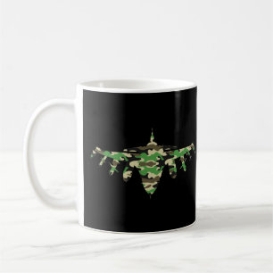 Caneca De Café Silhouett, avião militar de combate à camuflagem