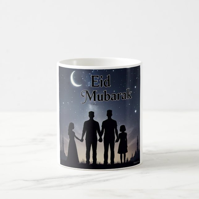 Caneca De Café Silhouette da Família Eid Mubarak (Centro)