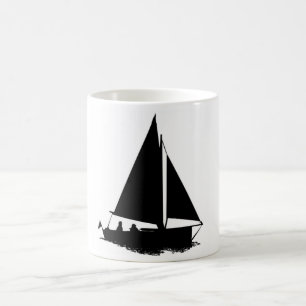 Caneca De Café Silhouette de Boat Preto