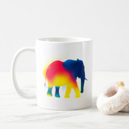 Caneca De Café Silhouette de elefante de pulverização minimalista
