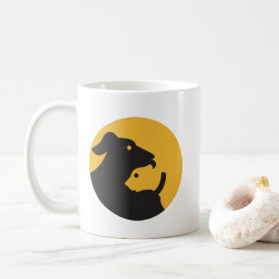 Caneca De Café Silhouette de Gato e Cão