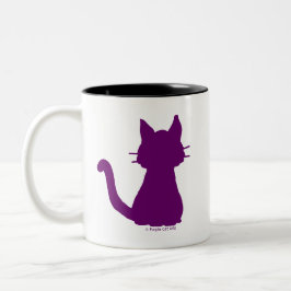 Caneca De Café Silhouette de Gato Roxo