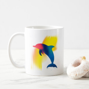 Caneca De Café Silhouette de golfinho de pintura de pulverização 