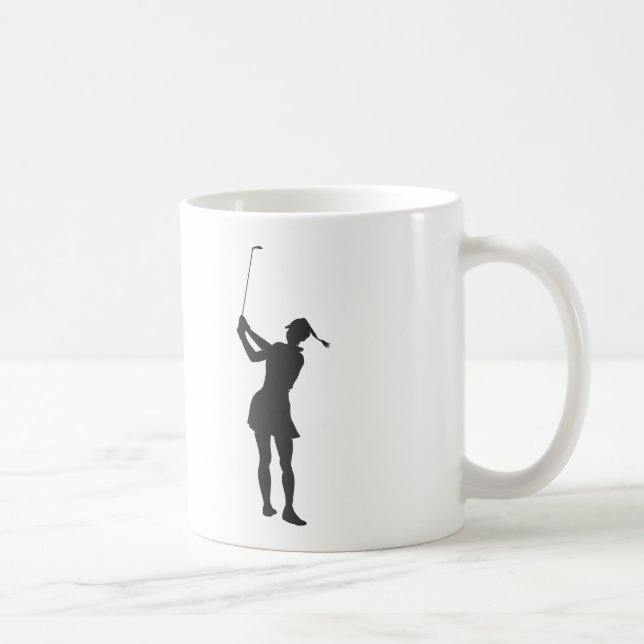 Caneca De Café Silhouette de uma mulher jogando golfe (Direita)