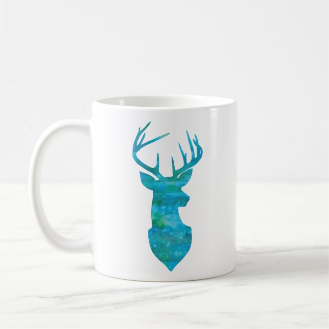 Caneca De Café Silhouette de Veado Azul (Esquerda)