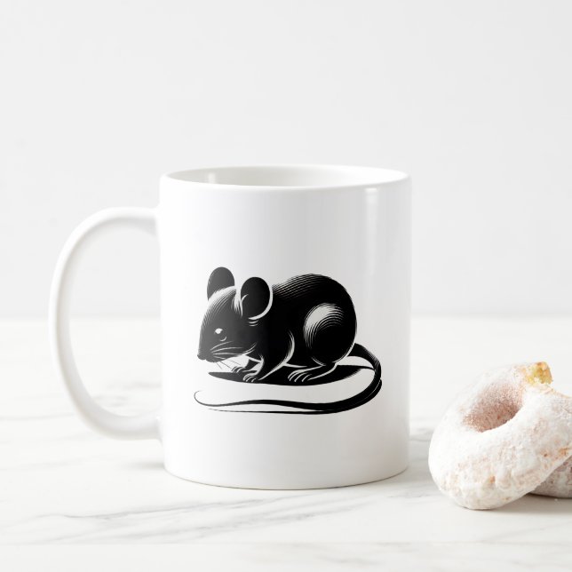 Caneca De Café Silhouette d'un rat curieux. (Com Donut)