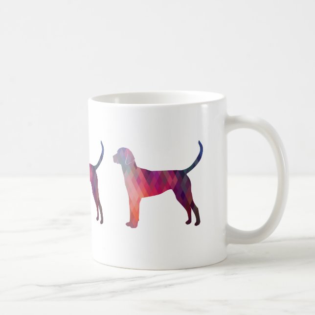 Caneca De Café Silhouette Geométrico de Foxhound Inglês (Direita)