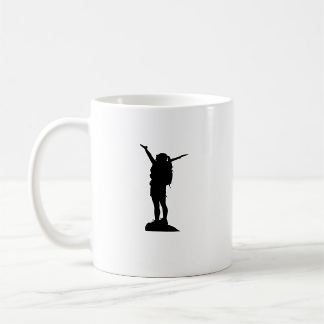 Caneca De Café Silhouette, menina das montanhas subindo (Esquerda)