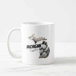 Caneca De Café Silhouette Michigan Cheio De Pedras De Petoskey
