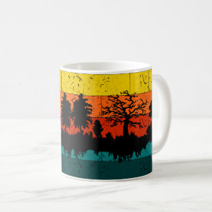 Caneca De Café Silhouette Sunset - Paisagem natural da floresta s