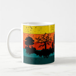 Caneca De Café Silhouette Sunset - Paisagem natural da floresta s