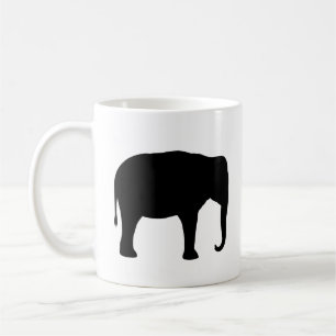 Caneca De Café Silhouettes de Elefante Asiático   Animais Selvage