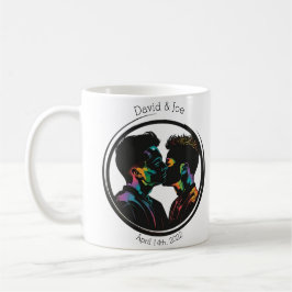 Caneca De Café Silhueta colorida do Casal Gay personalizada