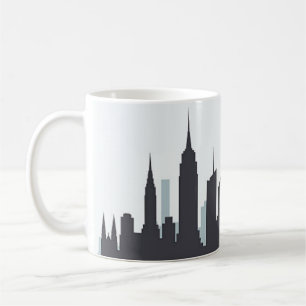 Caneca De Café Silhueta da Cidade de Nova York Escrita Elegante P