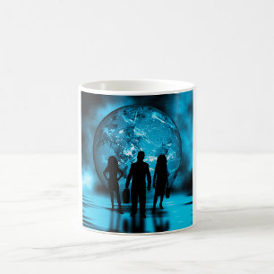 Caneca De Café Silhueta da Equipe Corporativa Negócios Futurístic