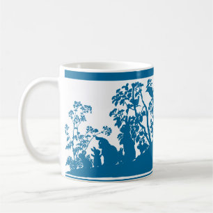 Caneca De Café Silhueta da Família de Coelhos Cena da Natureza Vi