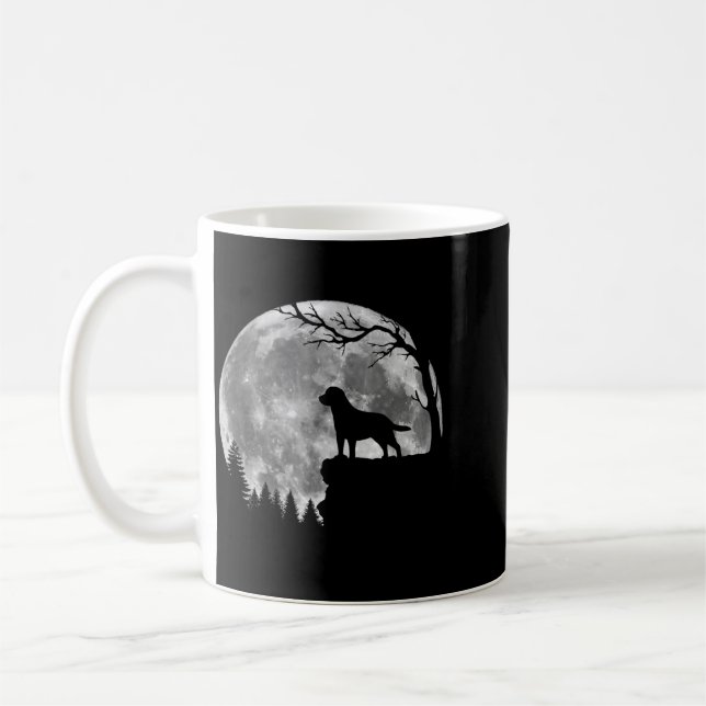 Caneca De Café Silhueta da Lua do Cão Labrador Retriever no Hallo (Esquerda)