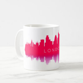 Caneca De Café Silhueta da Paisagem de Londres – Vermelho Moderno